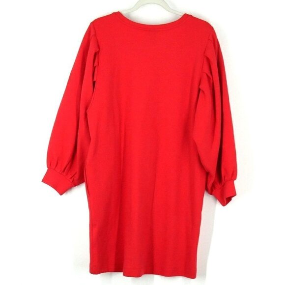 NWT SCOOP Balloon Sleeve Shirt Dress Neon Orange Small - Picture 3 of 4